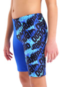 Arena - Boys Crowded Swim Jammer - Neon Blue - Model Front Close Up