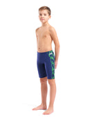 Arena - Boys Wave Swim Jammer - Navy/Team Blue Green - Model Front Full Body
