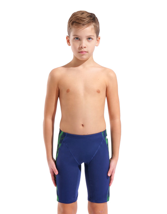 Arena - Boys Wave Swim Jammer - Navy/Team Blue Green - Model Front