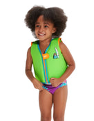 Speedo - Childrens Printed Float Vest - Green/Blue - Model Front