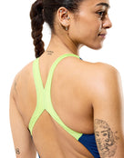 Speedo - Club Training Powerback Swimsuit - Teal/Green - Model Back Close Up