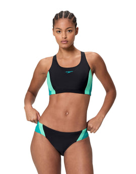 Speedo - Colourblock Splice 2.0 Bikini Set - Black/Turquoise - Model Front