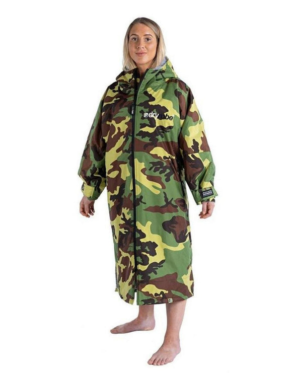 Dryrobe - Advance Long Sleeve Adult Robe - Camouflage Grey - Female Model Front