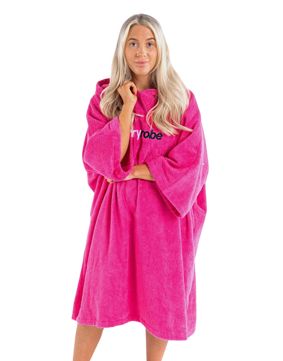 Dryrobe - Organic Cotton Short Sleeve Adult Towel Poncho - Pink - Front