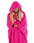 Dryrobe - Organic Cotton Short Sleeve Adult Towel Poncho - Pink - Front Close Up