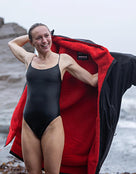 Dryrobe - Advance Long Sleeve Adult Robe - Black/Red - Product in Use