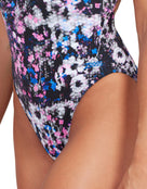 Zoggs - Womens Flowerbox Sprintback Swimsuit - Multi - Model Front/Side Close Up