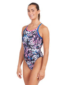 Zoggs - Womens Flowerbox Sprintback Swimsuit - Multi - Mode Front/Side