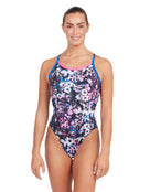 Zoggs - Womens Flowerbox Sprintback Swimsuit - Multi - Mode Front