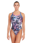 Zoggs - Womens Flowerbox Sprintback Swimsuit - Multi - Mode Front Still
