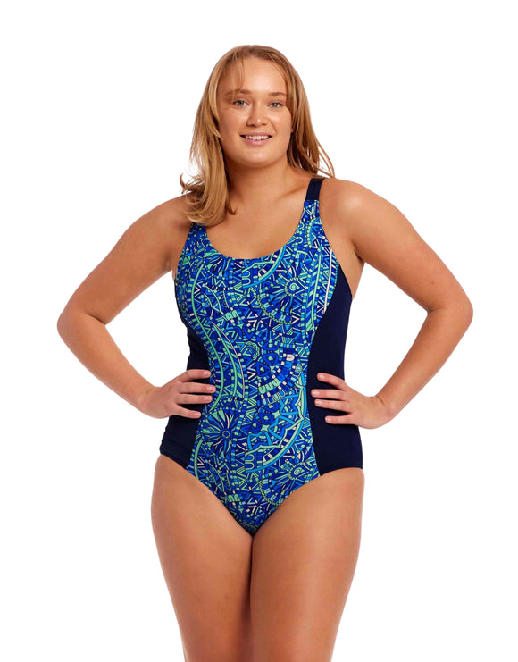 Funkita - Womens Blues Festival Brace Me Back Swimsuit - Model Front