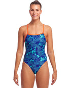 Funkita - Womens Deep Blue Strapped In Swimsuit - Model Front