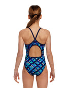 Funkita - girls Girls Blue Bunkers Diamond Back Swimsuit - Model Back