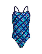 Funkita - girls Girls Blue Bunkers Diamond Back Swimsuit - Product Front