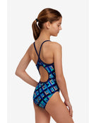 Funkita - girls Girls Blue Bunkers Diamond Back Swimsuit - Model Back/Side