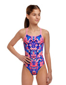 Funkita - Girls Jingle Jungle Diamond Back Swimsuit - Model Front with Pose