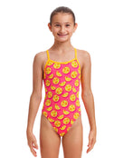 Funkita - Girls Mark Spritz Single Strap Swimsuit - Pink/Yellow - Model Front