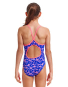 Funkita - Girls Minky Pinky Diamond Back Swimsuit - Blue/Pink - Model Back