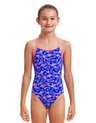 Funkita - Girls Minky Pinky Diamond Back Swimsuit - Blue/Pink - Model Front