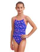 Funkita - Girls Minky Pinky Diamond Back Swimsuit - Blue/Pink - Model Front/Side