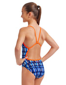 Funkita - Girls Perfect Teeth Single Strap Swimsuit - Blue - Model Back/Side