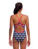 Funkita - Girls Sitting Duck Diamond Back Swimsuit - Navy/White - Model Front