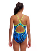 Funkita - Girls Wing Streak Diamond Back Swimsuit - Blue - Model Back