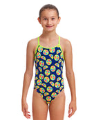 Funkita - Girls You Lemon Diamond Back Swimsuit - Blue/Yellow - Model Front