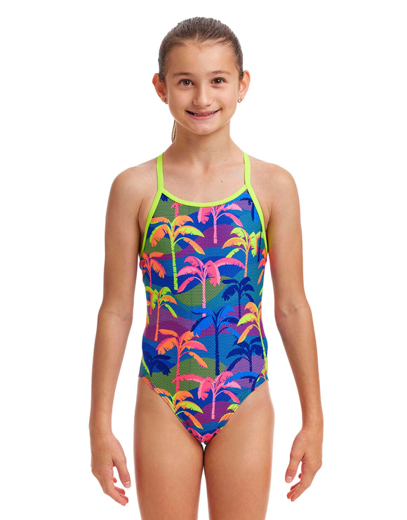 Funkita - Girls Palm A Lot Diamond Back Swimsuit - Multi - Model Front