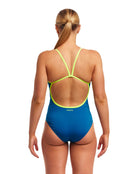 Funkita - Womens Glaciar Glam Single Strap Swimsuit - Blue - Model Back