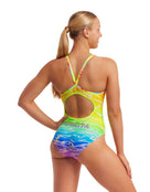 Funkita - Womens Lake Acid Diamond Back Swimsuit - Model Back Pose