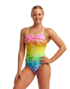 Funkita - Womens Lake Acid Diamond Back Swimsuit - Model Front Pose