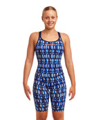 Funkita - Womens Perfect Teeth Fast Legs Legsuit - Blue - Model Front