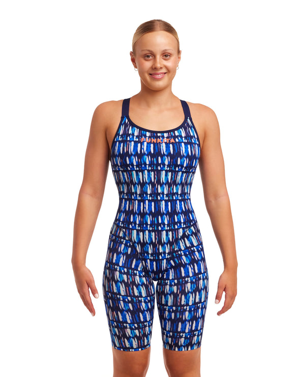 Funkita - Womens Perfect Teeth Fast Legs Legsuit - Blue - Model Front