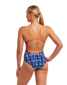 Funkita - Womens Perfect Teeth Single Strap Swimsuit - Blue - Model Back Pose