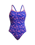 Funkita - Womens Minky Pinky Diamond Back Swimsuit - Blue/Pink - Product Front