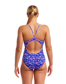 Funkita - Womens Minky Pinky Diamond Back Swimsuit - Blue/Pink - Model Back