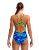 Funkita - Pace Racer Diamond Back Swimsuit - Blue - Model Front