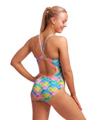 Funkita - Womens Pastel Porpie Diamond Back Swimsuit -Model Back with Pose