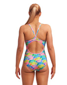 Funkita - Womens Pastel Porpie Diamond Back Swimsuit - Model Back