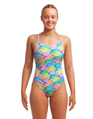 Funkita - Womens Pastel Porpie Diamond Back Swimsuit - Model Front
