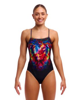 Funkita - Womens Pride Alive Single Strap Swimsuit - Black/Multi - Model Front