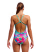 Funkita - Womens Snap That Single Strap Swimsuit - Mint Green/Pink - Model Front