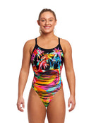 Funkita - Womens Sunset City Diamond Back Swimsuit - Model Front