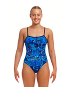 Funkita - True Bluey Single Strap Swimsuit - Blue - Model Front