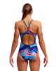 Funkita - Wave Craze Diamond Back Swimsuit - Blue/Red - Model Front