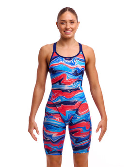 Funkita - Womens Wave Craze Fast Legs Legsuit - Blue/Red - Model Front