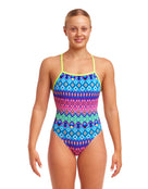 Funkita - Womens Kris Kringle Tie Me Tight Swimsuit - Multi - Model Front