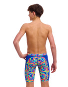Funky Trunks - Boys Choppy Waters Swim Training Jammer - Blue/Multi - Model Back