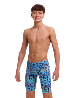 Funky Trunks - Boys Jack Stack Swim Training Jammer - Blue - Model Front